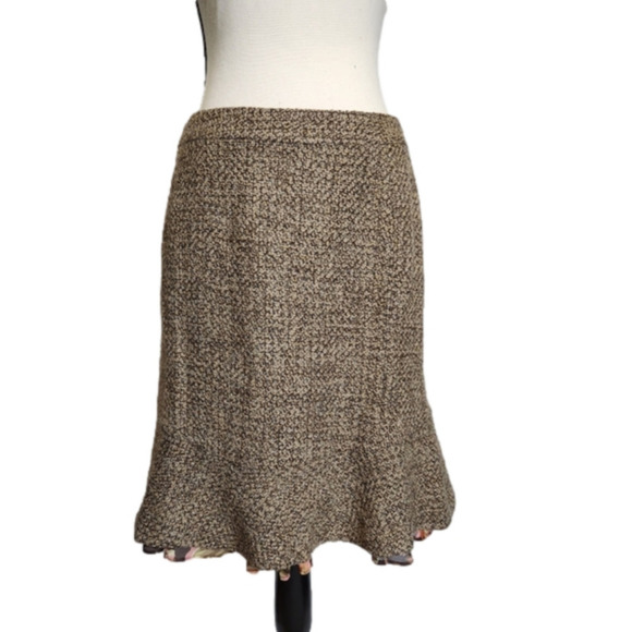 SIZE 6p Loft Skirt knee length Brown and tan color Ann Taylor LOFT - Picture 1 of 8